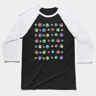 COLORFUL Puppy Paw Prints Baseball T-Shirt